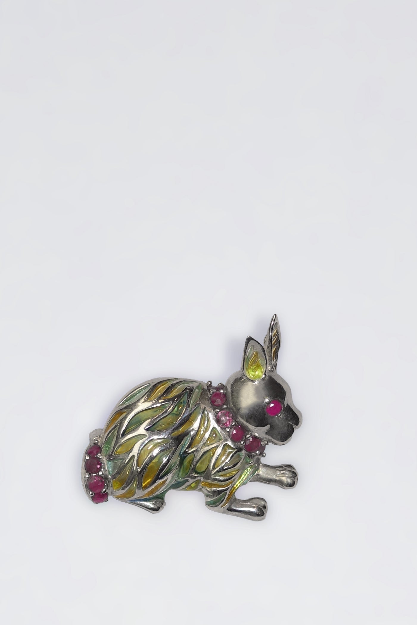 SILVER RABBIT WITH RUBY EYES