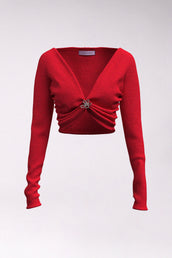 ANGELA LONG SLEEVE TOP - RED