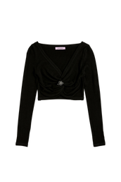 ANGELA LONG SLEEVE TOP - BLACK