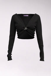 ANGELA LONG SLEEVE TOP - BLACK