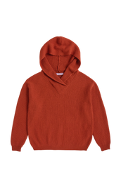 KNITTED HOODIE - ORANGE