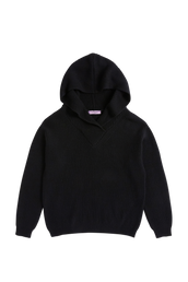 KNITTED HOODIE - BLACK