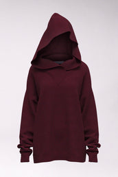 KNITTED HOODIE - BORDEAUX