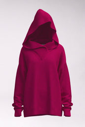 KNITTED HOODIE - FUCSIA