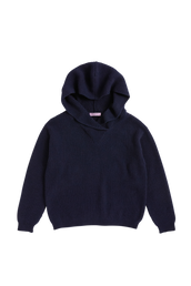 KNITTED HOODIE - NAVY