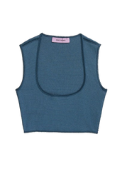 KNITTED BRA-TOP - NAVY LIGHT BLUE