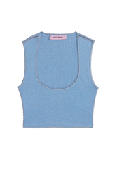 KNITTED BRA-TOP - OFF WHITE LIGHT BLUE