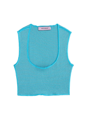KNITTED BRA-TOP - OFF WHITE LIGHT BLUE