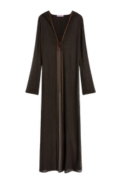 HOODED OVERCOAT - BROWN BLACK