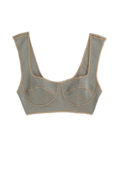 KNITTED TOP - NUDE COBALT