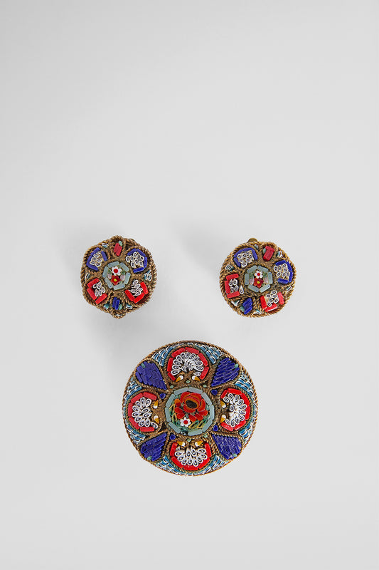 BROOCH & EARRINGS - ITALIAN MOSAIC