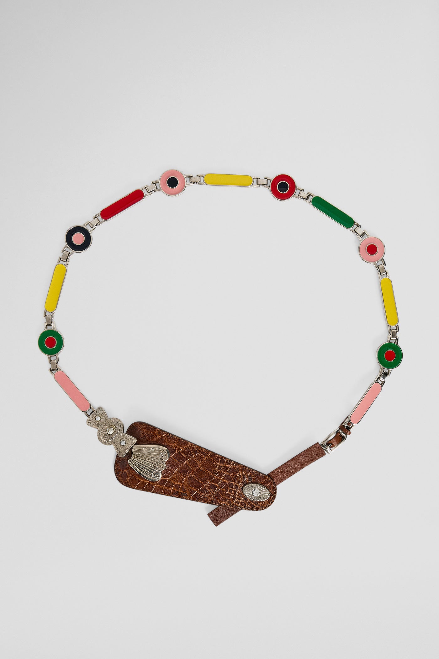 CHAIN LINK AND LEATHER BELT