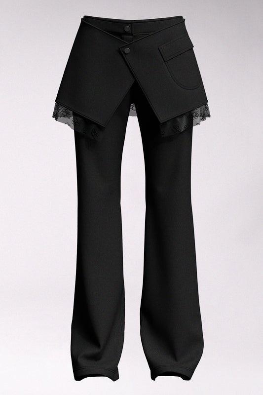 MACCAPANI - THE SKIRTED PANT - BLACK