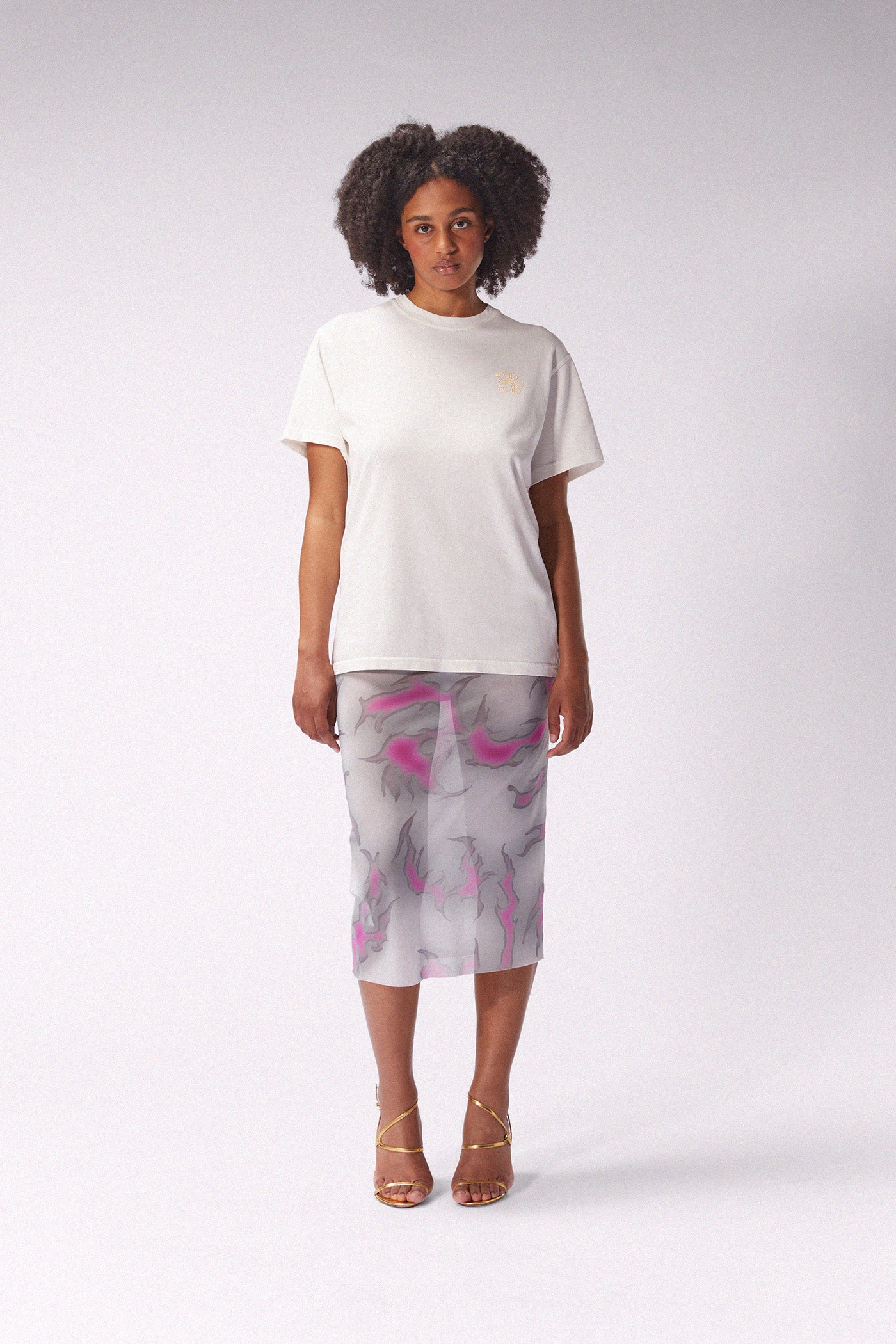 MACCAPANI - THE OVER SKIRT - PEARL GREY AND NEON PINK