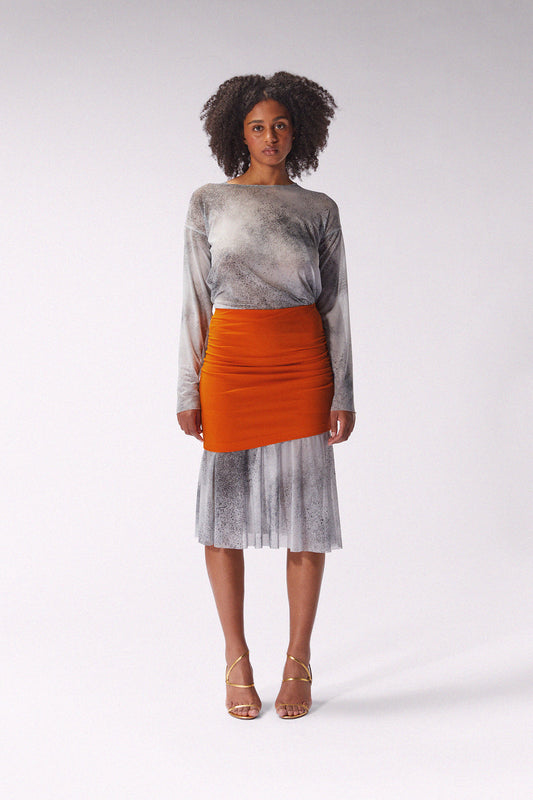 MACCAPANI - THE ROUCHED SKIRT - PAPAYA ORANGE